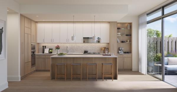 A rendered kitchen inside one of the homes.