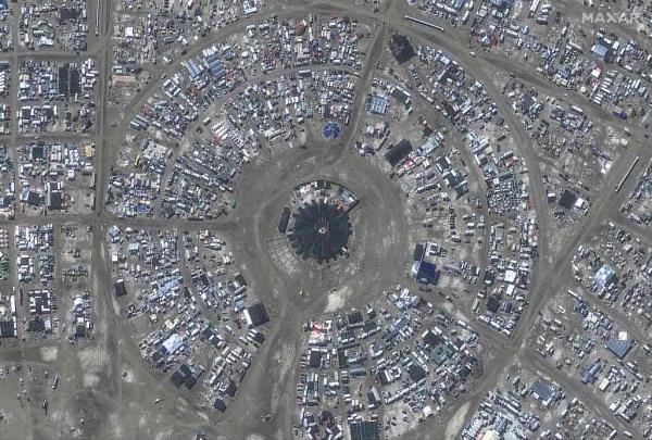 An aerial view of the annual event in the Black Rock Desert.