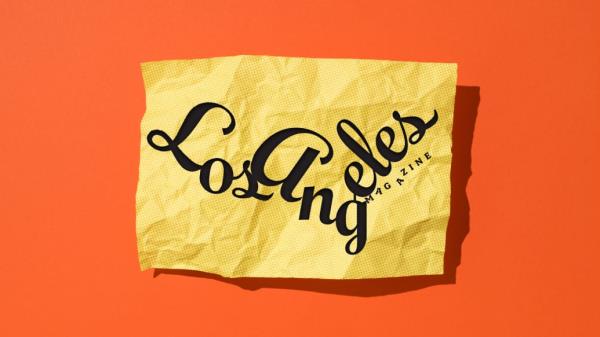 Los Angeles magazine logo illustrated o<em></em>nto a crumpled piece of paper.