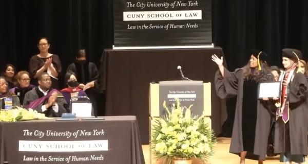 The speech was given last mo<em></em>nth during the law school graduation.