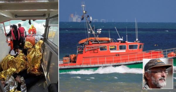 At least 59 people were rescued by French and British coastguards on Saturday (Picture: AFP)