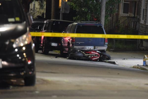 The scene wher<em></em>e a motorcyclist was struck by a vehicle on 64th Street and 58th Rd. 