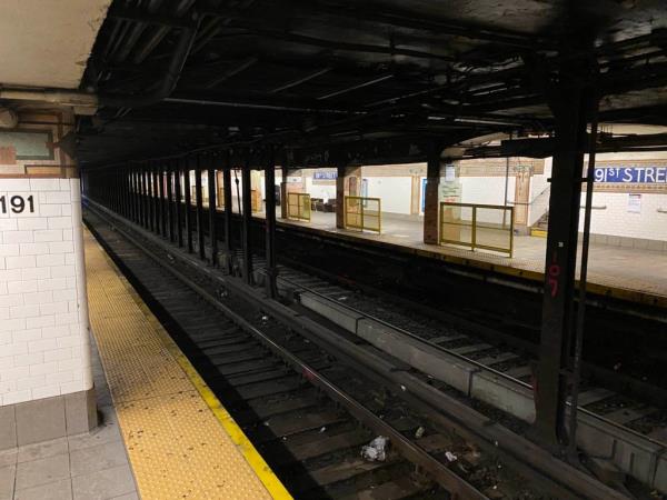 Platform safety barriers installed on subway tracks at 191st St 1 Train Station.