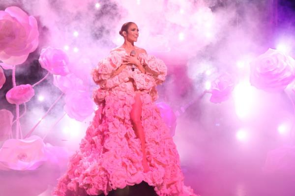 J.Lo in an over the top pink dress