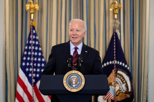 President Joe Biden speaks during a meeting of his Competition Council to announce new actions to lower costs for families in the State Dining Room of the White House in Washington, Tuesday, March 5, 2024. 