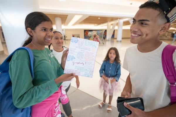 Yugledis Villa Alvarez (left) at LaGuardia Airport with (from left to right) her cousin Paola Alvarez, her 10-year-old sister, Isabella Villa Briseno, and her cousin Jose Alvarez. The family was separated under immigration policy at the border.