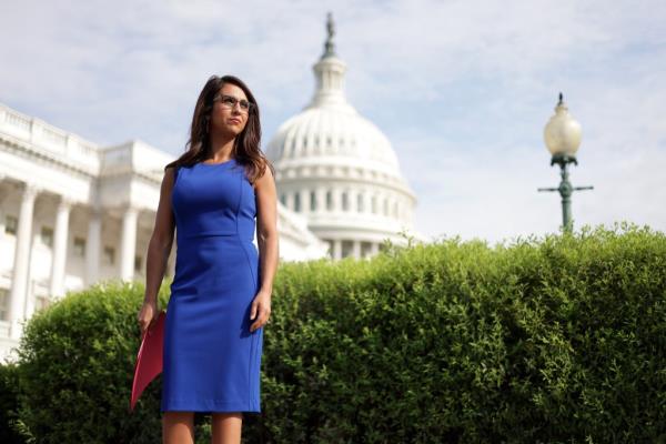 Rep Lauren Bobert stands in front of the US Capitol 