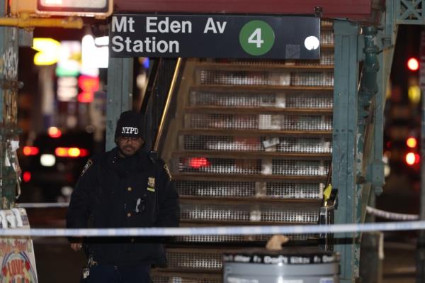 Police investigation at the Mount Eden Avenue station after a fight between two groups of teenagers broke out aboard a northbound 4 train at around 4:40 p.m with multiple people shot.