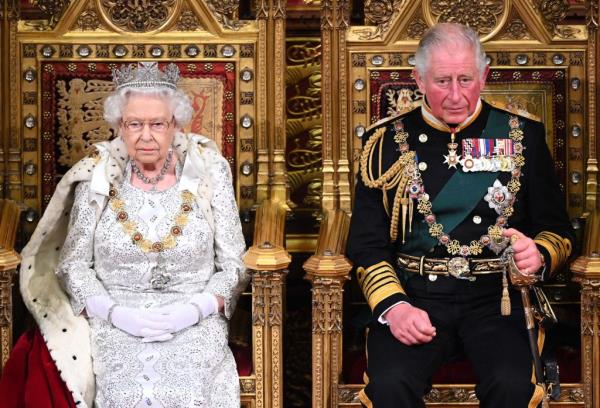 Queen Elizabeth and King Charles. 