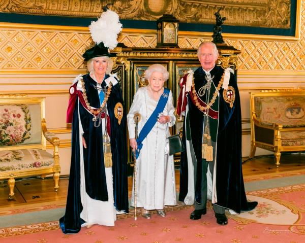 Camilla, Queen Elizabeth, and King Charles. 