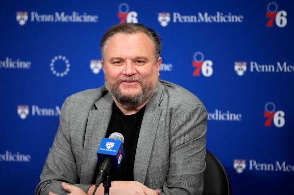 Philadelphia 76ers' Daryl Morey speaks during a news co<em></em>nference before an NBA basketball game in Philadelphia. 