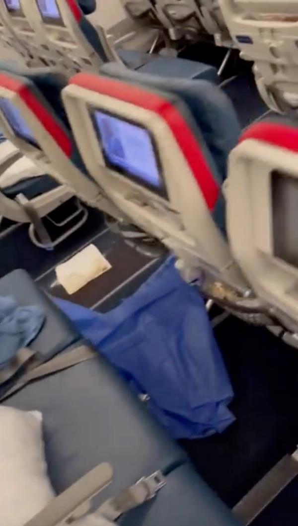 A video grab from the doomed flight showed feces lining the aisle.