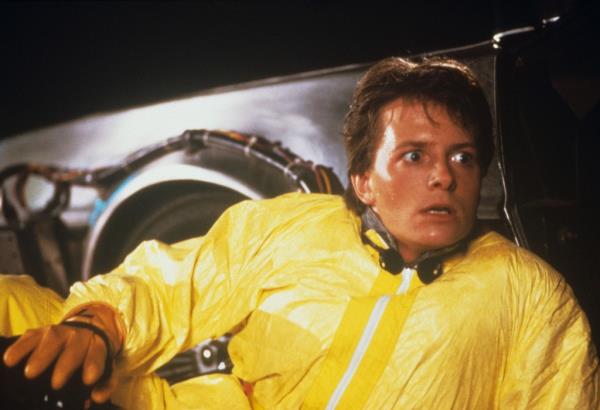 Michael J Fox looking worried wearing yellow in 