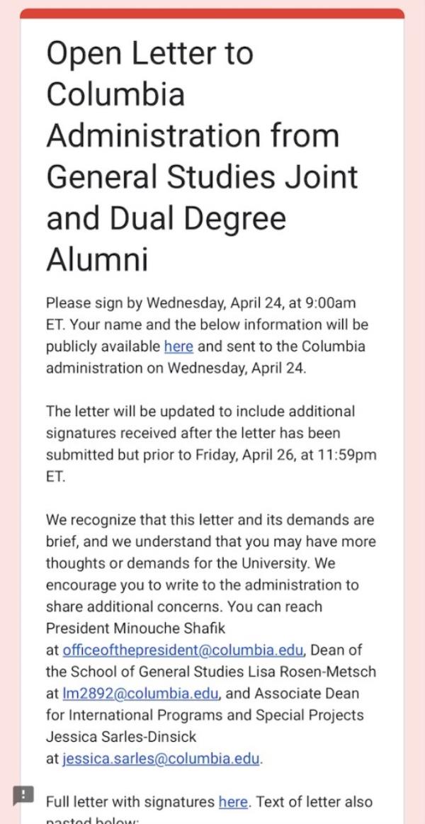 A copy of the letter.