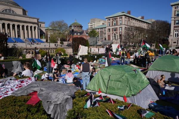 The tent encampment at Columbia is entering its seventh day.