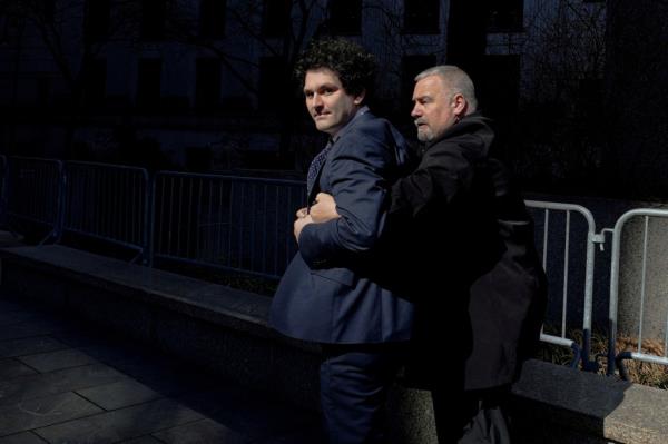 Sam Bankman-Fried outside court in March.