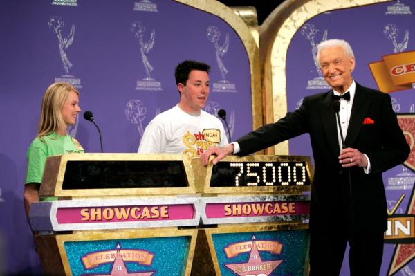 Bob Barker appears with co<em></em>ntestants during filming of a special prime-time episode of 