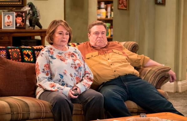 Roseanne Barr, left, and John Goodman appear in a scene from the comedy series 