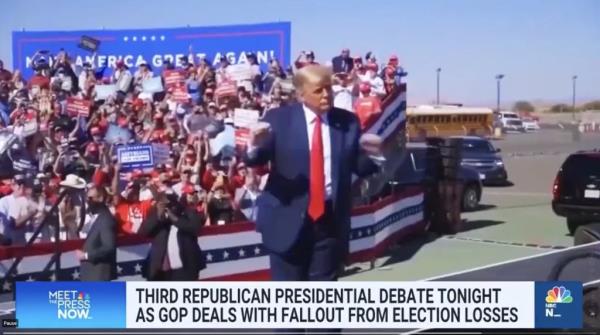 Republican fro<em></em>ntrunner Do<em></em>nald Trump is seen dancing in the video.