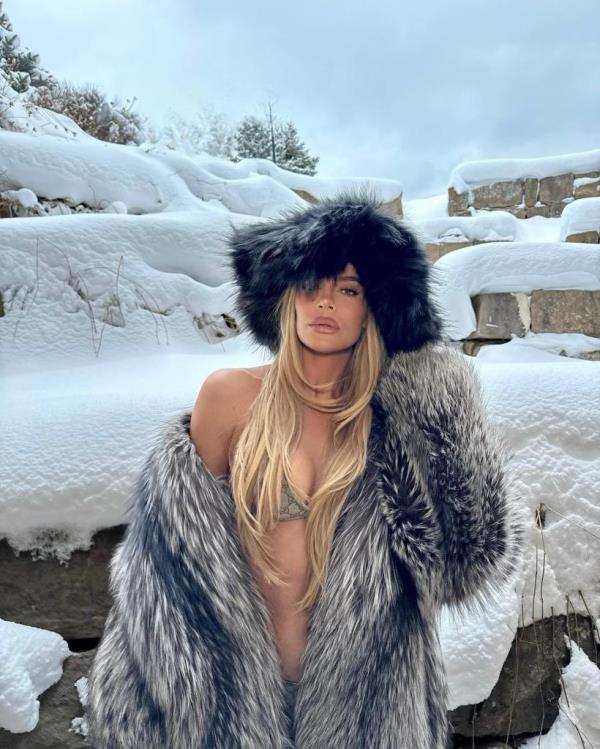 Khloe Kardashian captio<em></em>ned this photo of herself in fur with the. phrase 