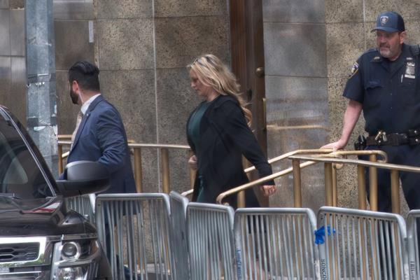 Daniels leaving court after testifying on May 9, 2024.