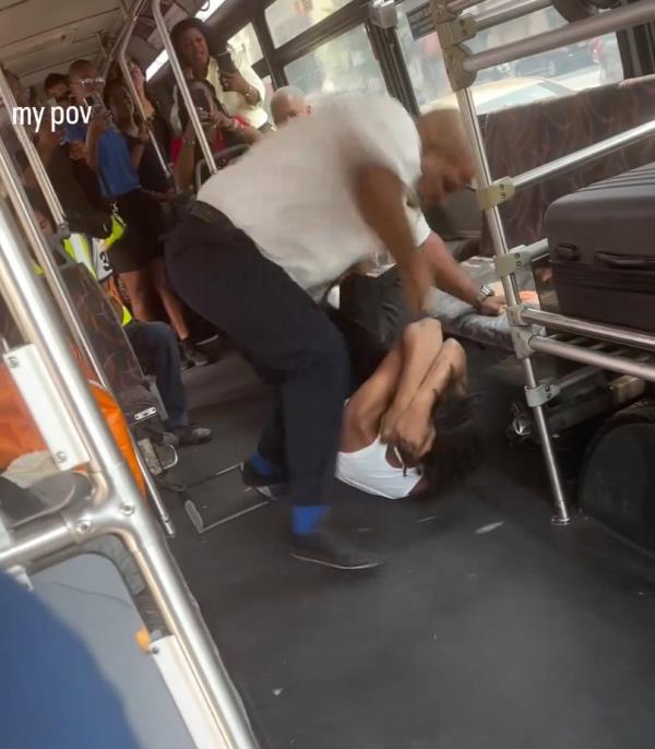 Footage of the ordeal allegedly showed the driver pinning the male passenger down and repeatedly punching him.