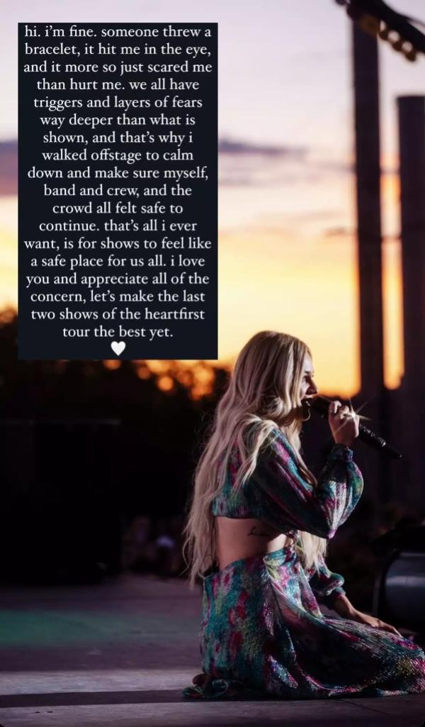 The singer posted an Instagram story assuring fans that she is alright and recovering. 