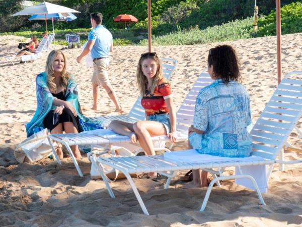 Jennifer Coolidge, left, and Sydney Sweeney in a scene from 