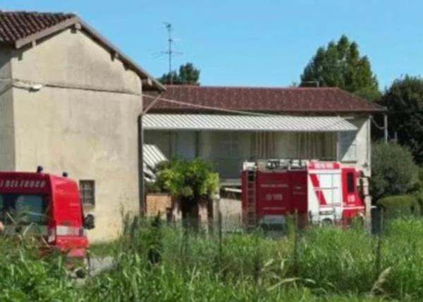 A firetruck is seen at the scene in Lombardy 