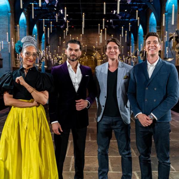 Culinary judges, Carla Hall and Jozef Youssef with hosts James and Oliver Phelps in 
