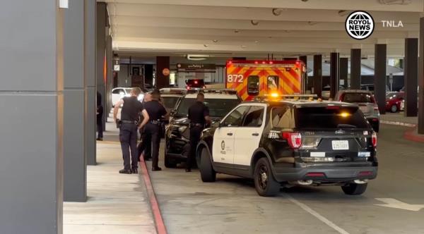 At least one security guard who was doused in bear-spray during the robbery had to be treated by paramedics