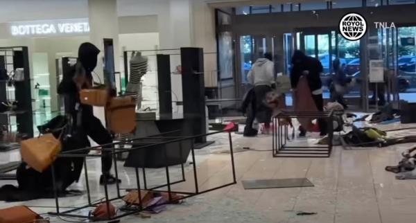 The thieves appeared to be targeting luxury bags in the smash-and-grab robbery at the Nordstrom on Saturday afternoon