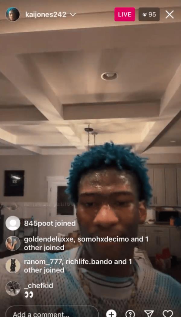 Kai Jo<em></em>nes posted an Instagram Live video wher<em></em>e he appeared to sweat and talk at an extremely quick speed that made his words difficult to understand.