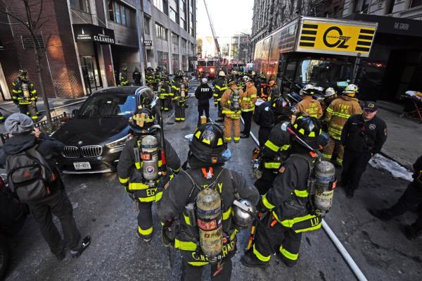 FDNY firefighters respo<em></em>nding to a fire in Manhattan on Feb. 15, 2024.