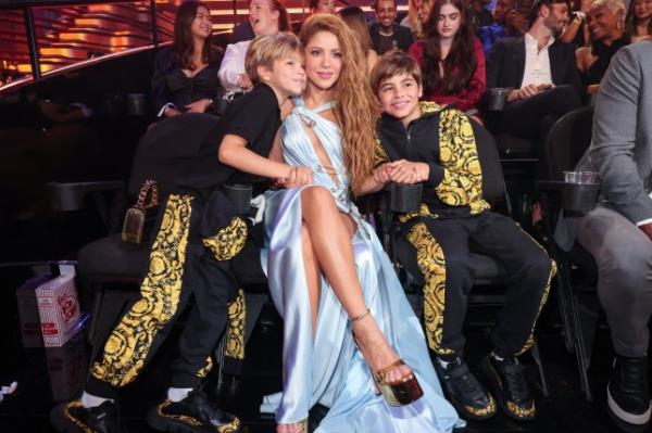 Sasha Pique, Shakira and Milan Pique at the 2023 MTV Video Music Awards held at Prudential Center on September 12, 2023 in Newark, New Jersey