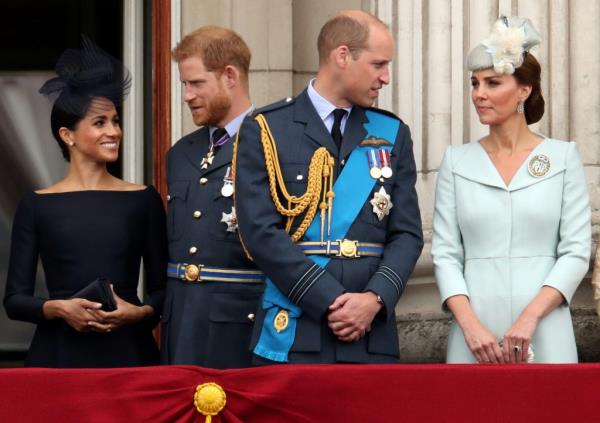Meghan, Duchess of Sussex, Prince Harry, Prince William, Princess Catherine.