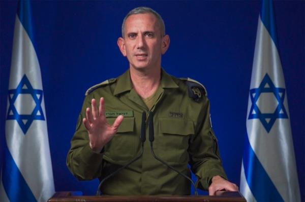 Israeli military spokesman Rear Admiral Daniel Hagari calls on the people to be 