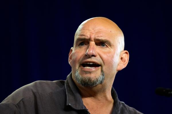 Senator John Fetterman speaking at a Democratic campaign event in York, Pennsylvania, 2024