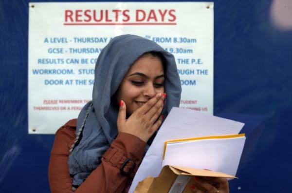 Girl gets results on GCSE Results Day