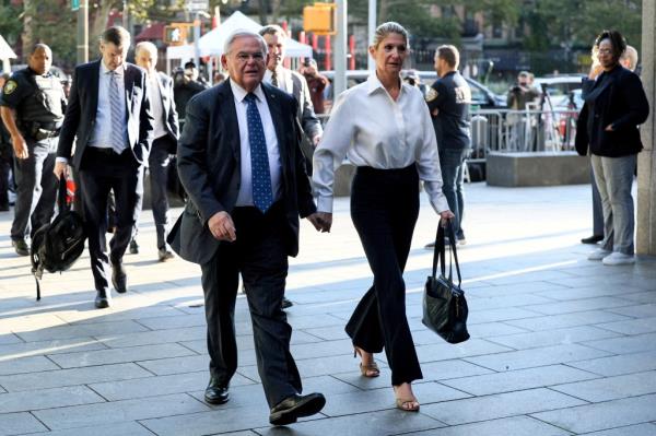Senator Robert Menendez, Democrat of New Jersey, and his wife Nadine Menendez arrive at Federal Court for a hearing on bribery charges in co<em></em>nnection with an alleged corrupt relatio<em></em>nship with three New Jersey businessmen, in New York City, U.S., September 27, 2023.