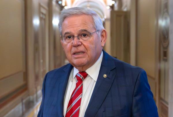 Sen. Bob Menendez, D-N.J., departs the Senate floor in the Capitol, Sept. 28, 2023, in Washington