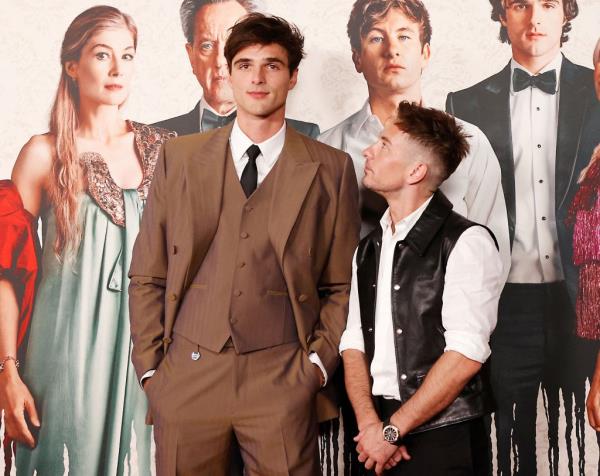 Barry Keoghan standing in a tub. 