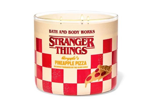 A candle with a label on it