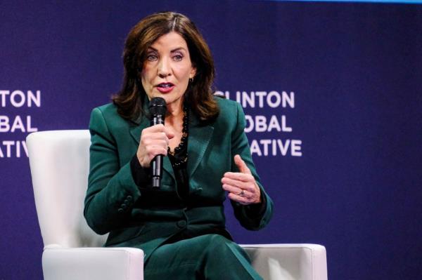 Gov. Kathy Hochul speaks on Combatting the U.S. Gun Violence Epidemic during the 2024 Clinton Global Initiative Meeting at the Hilton Hotel