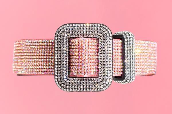A pink Bendetta belt with a buckle, featured on the cover of Alexa Gift Guide