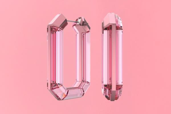 A pair of pink Swarovski earrings