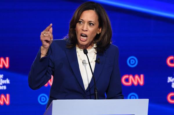 Kamala Harris speaks o<em></em>nstage during the fourth Democratic primary debate of the 2020 presidential campaign season.