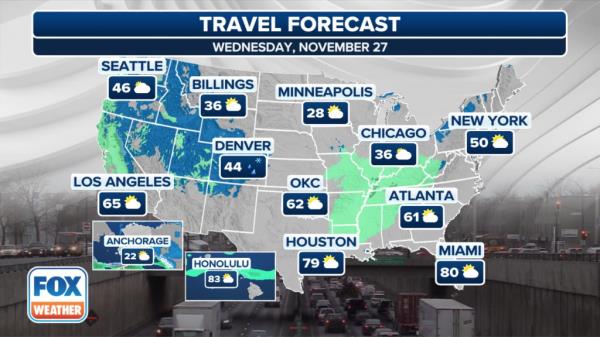 weather map showing temperatures