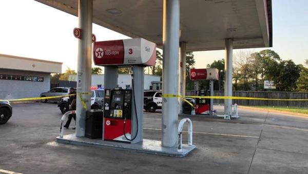 Gas station in Houston with police tape