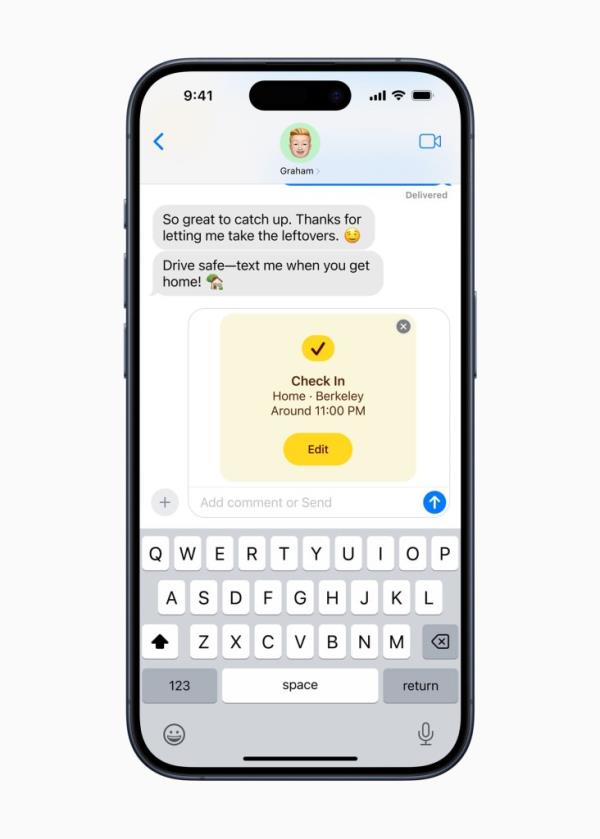 Check In feature on iphone